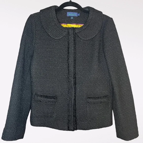 Boden Jackets Coats Boden Wool Retro 60s Black Fringe